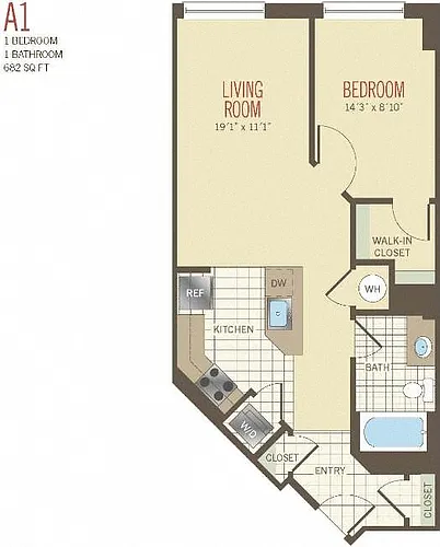 Floor plan 1 Bed - A1