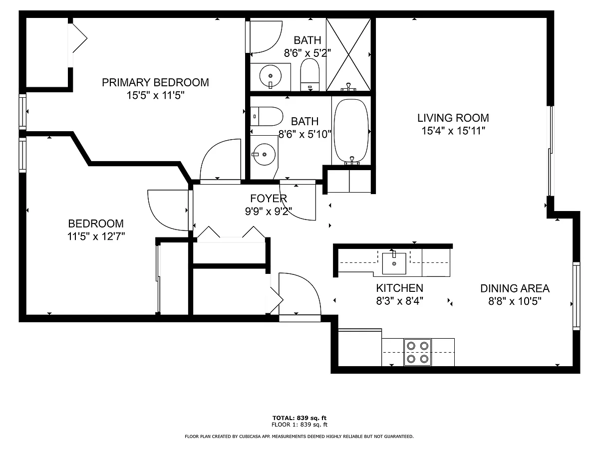 Floor plan Deluxe 2x2