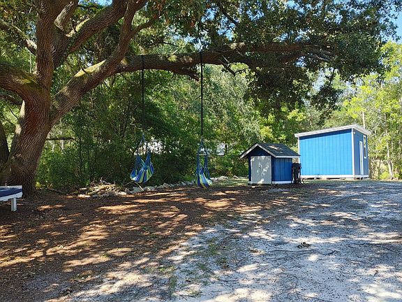 Exterior - Back Yard, Bench, Yoga Swings, Shed, Pump House