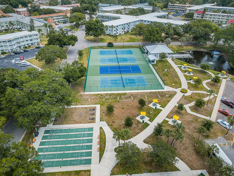 Shuffleboard, tennis and pickleball courts just a short walk from condo