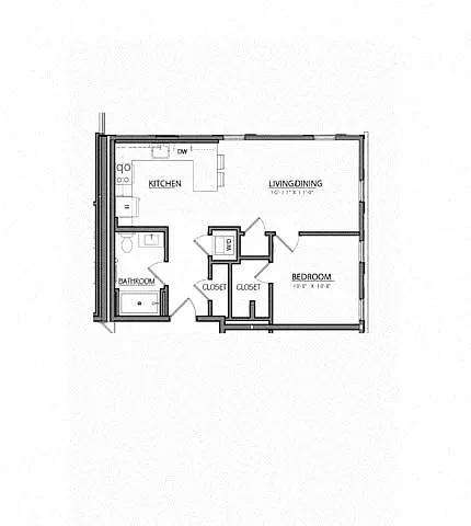 Floor plan Block A1J | 1 Bed | 1 Bath
