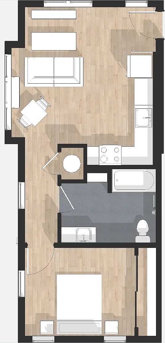 Floor plan One Bed One Bath (C)