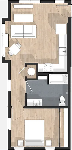 Floor plan One Bed One Bath (C)