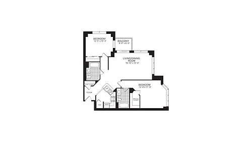 Floor plan 2 Bed 2 Bath B03