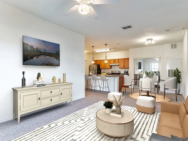 Kitchen, Dining, Living Room