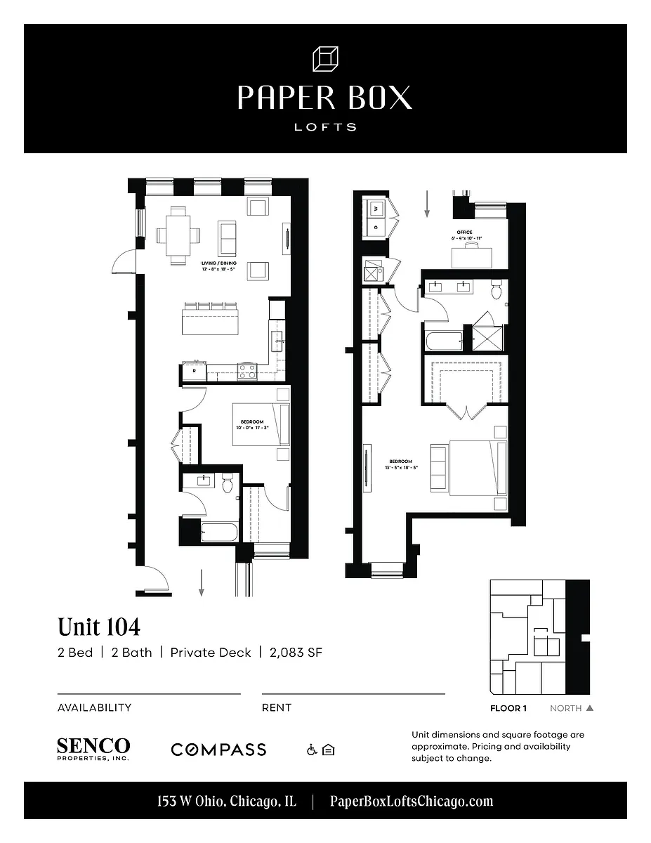 Floor plan 2 bed 2 Bath - Den - Private Patio