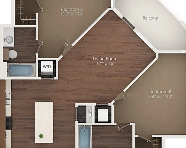 Western: B3-2BD | 2BA | 970 SF Western: B3-2BD | 2BA | 970 SF