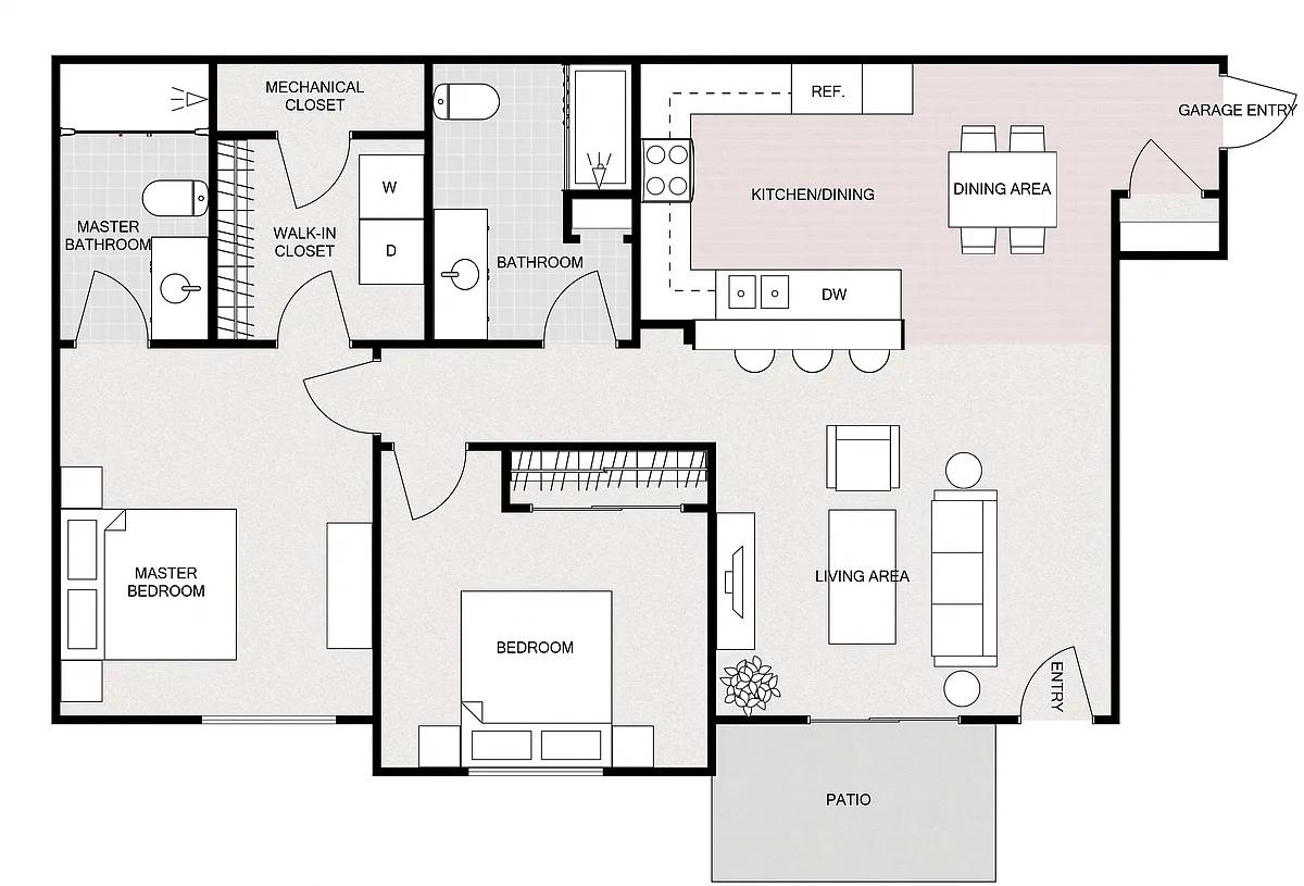 Floor plan 2 Bedroom 2 Bathroom - Lower