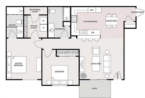 Floor plan 2 Bedroom 2 Bathroom - Lower