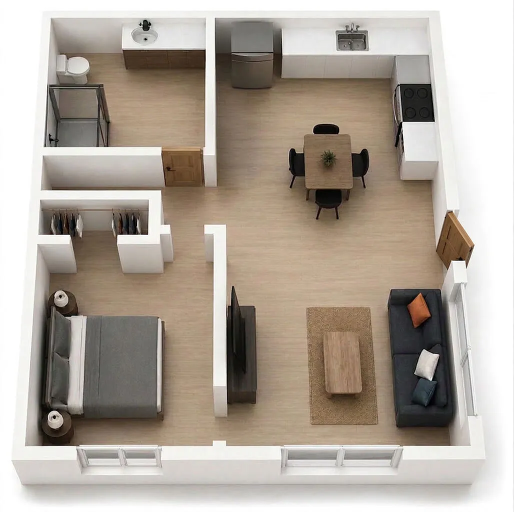 Floor plan Studio Renovated