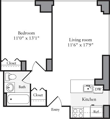 Floor plan 1 Bedroom C