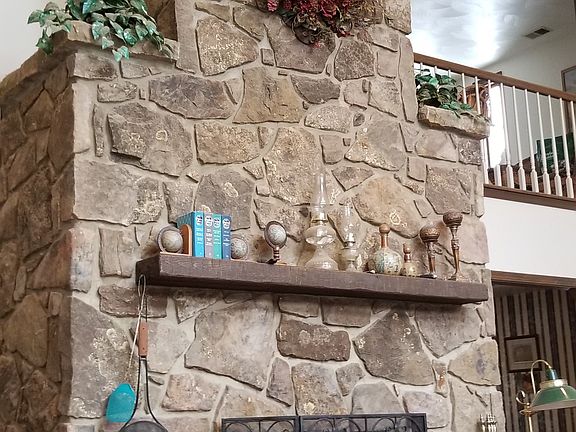 18 foot stone fireplace