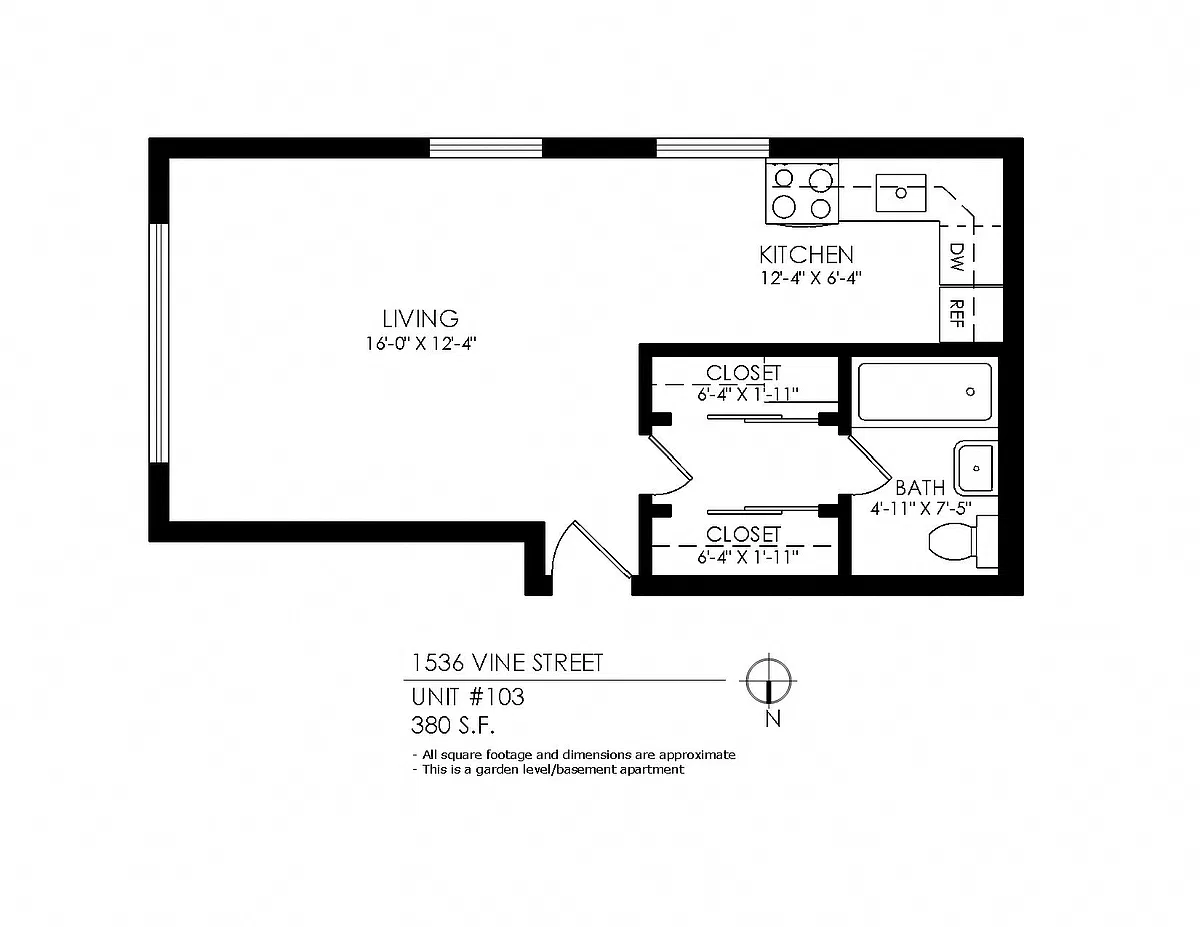 Floor plan Studio - 1 Bathroom