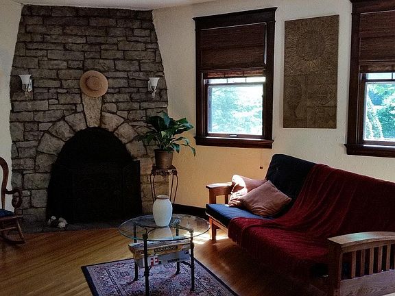 Large stone decorative fireplace