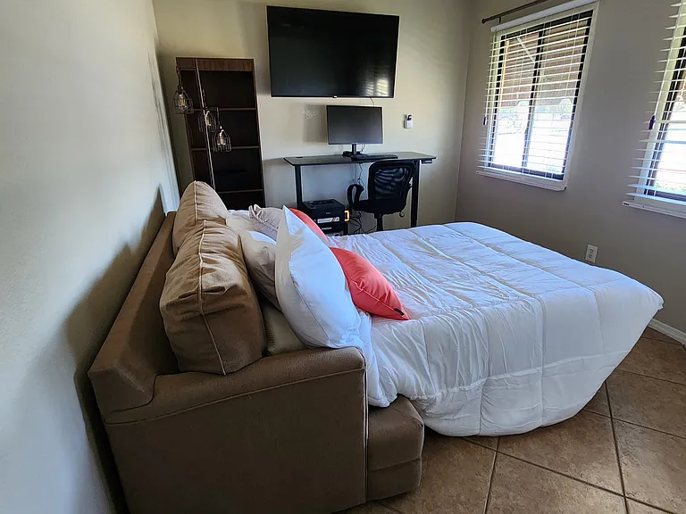 Office has full size sofa bed.