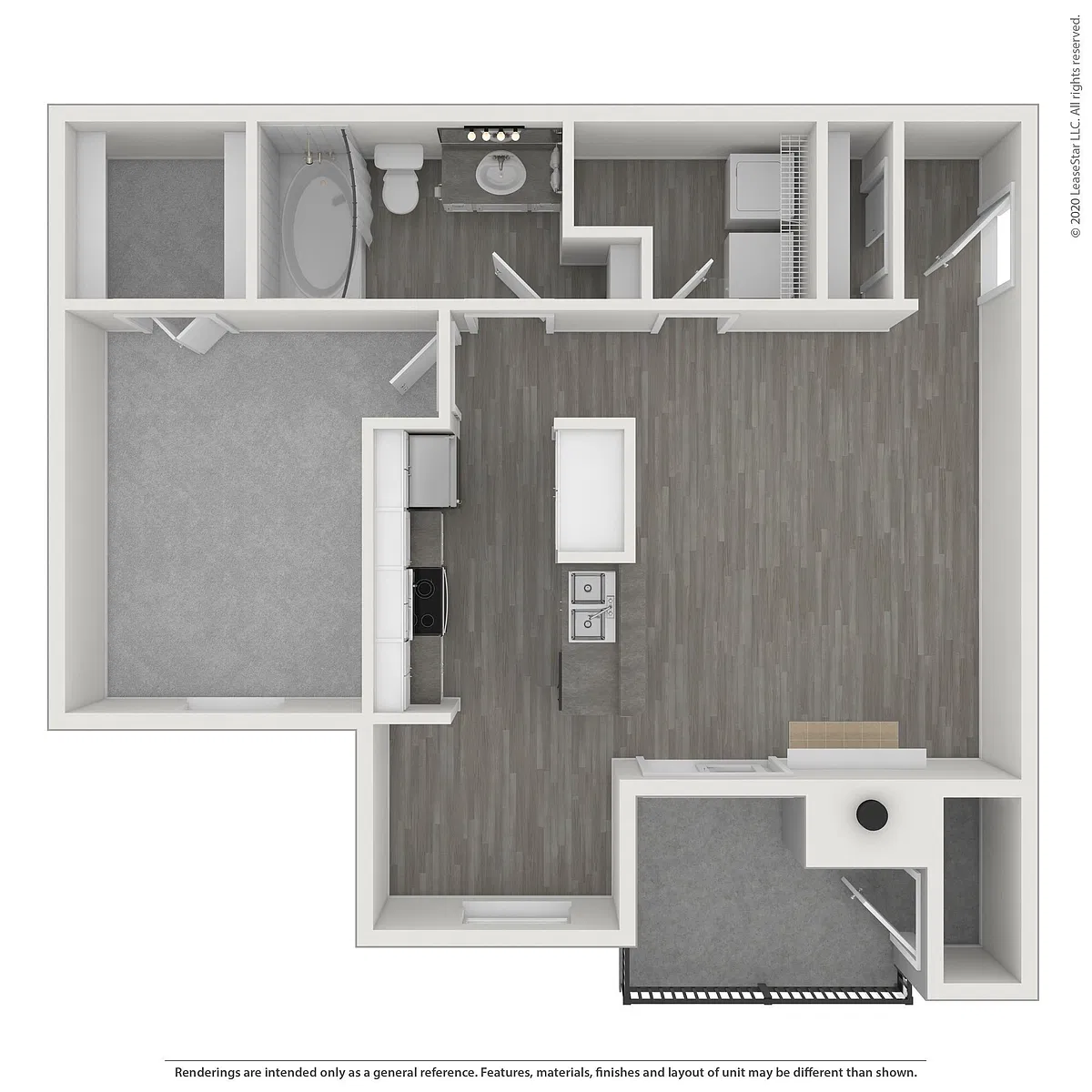 Floor plan Birch - 1x1 Large