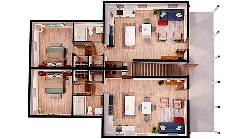 Floor plan 1x1 Cottage - 2nd Ave