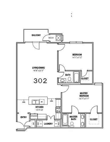 Floor plan TWO BEDROOM 702 WEDGEWOOD PARK