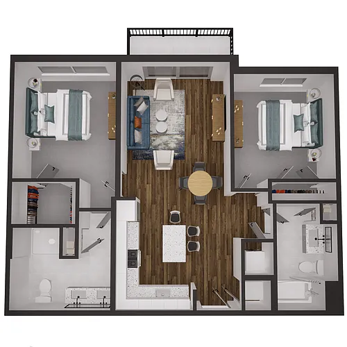 Floor plan 2x2 - 986 sqft
