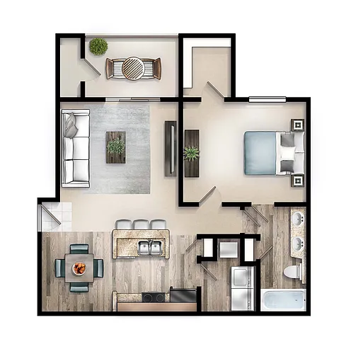 Floor plan The Highland with Patio and Storage