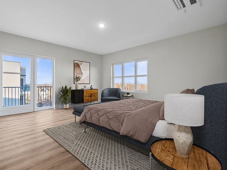 The View offers spacious bedrooms with soaring 9' ceilings and large windows that bring in abundant natural light. Enjoy flexible layout options to suit your style. Rooms have been virtually staged.