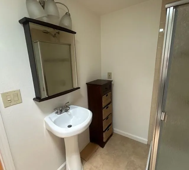 Bathroom sink, mirror.