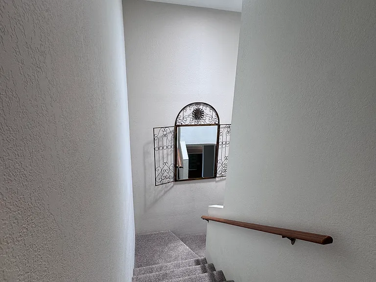 Solar tubes brighten the stairway and upstairs hallway.