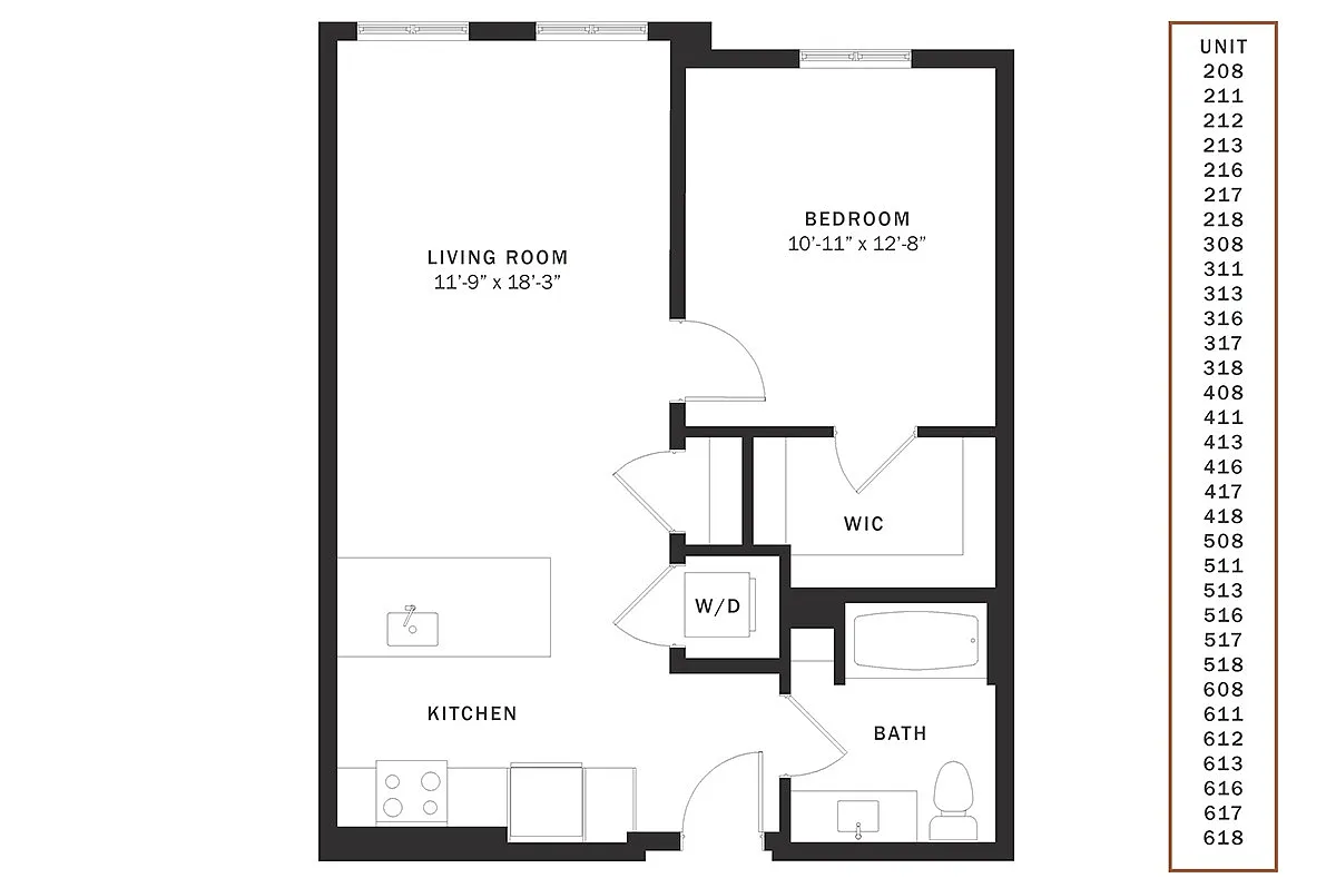 Floor plan Coen North 1 Bedroom A2