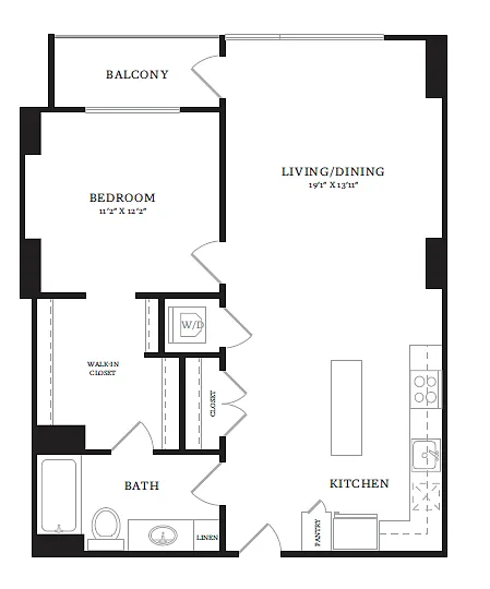 Floor plan 1 Bed/1 Bath-B4B.1