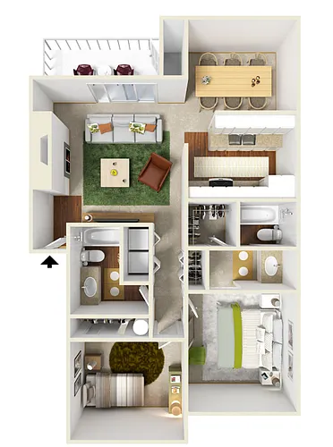 Floor plan 2 Bed 2 Bath