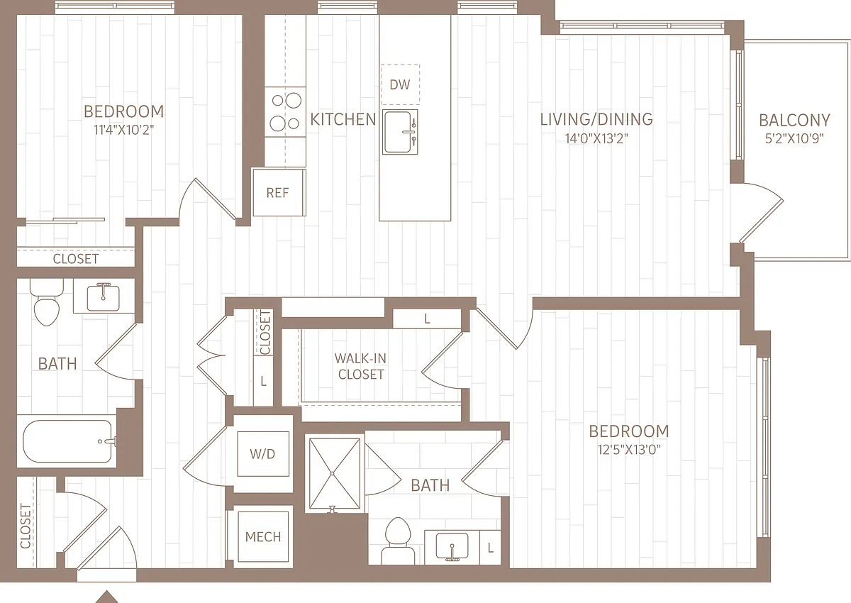 Floor plan 2 Bed/2 Bath-B6