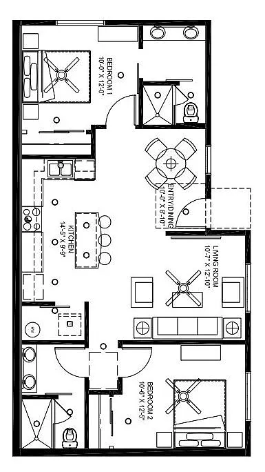 Floor plan 2Bed Top Floor