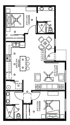 Floor plan 2Bed Top Floor