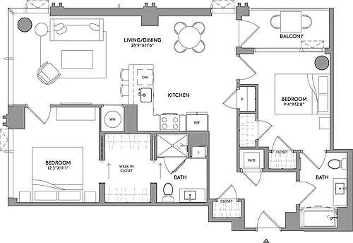 Floor plan 2-Bed-2-Bath-BC4