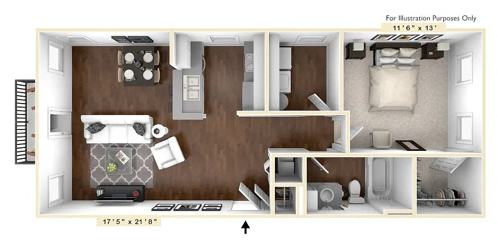 Floor plan The Madison 1 BR 1 BA