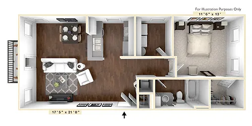 Floor plan The Madison 1 BR 1 BA