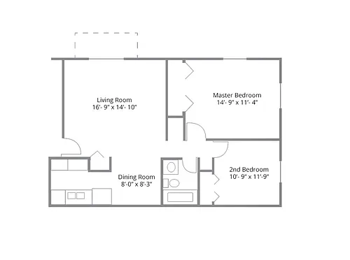 Floor plan 2x1 Renovated Garden