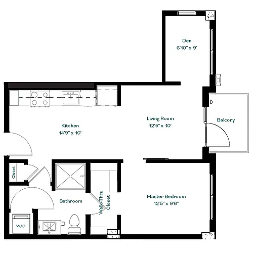 Floor plan 1 Bedroom 1 Bathroom G, H