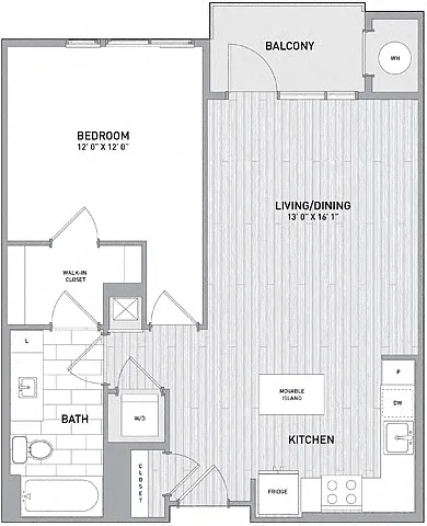 Floor plan 1 BED 1 BATH - 743