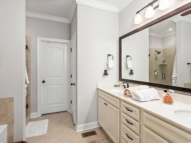 Master bath with tub and shower