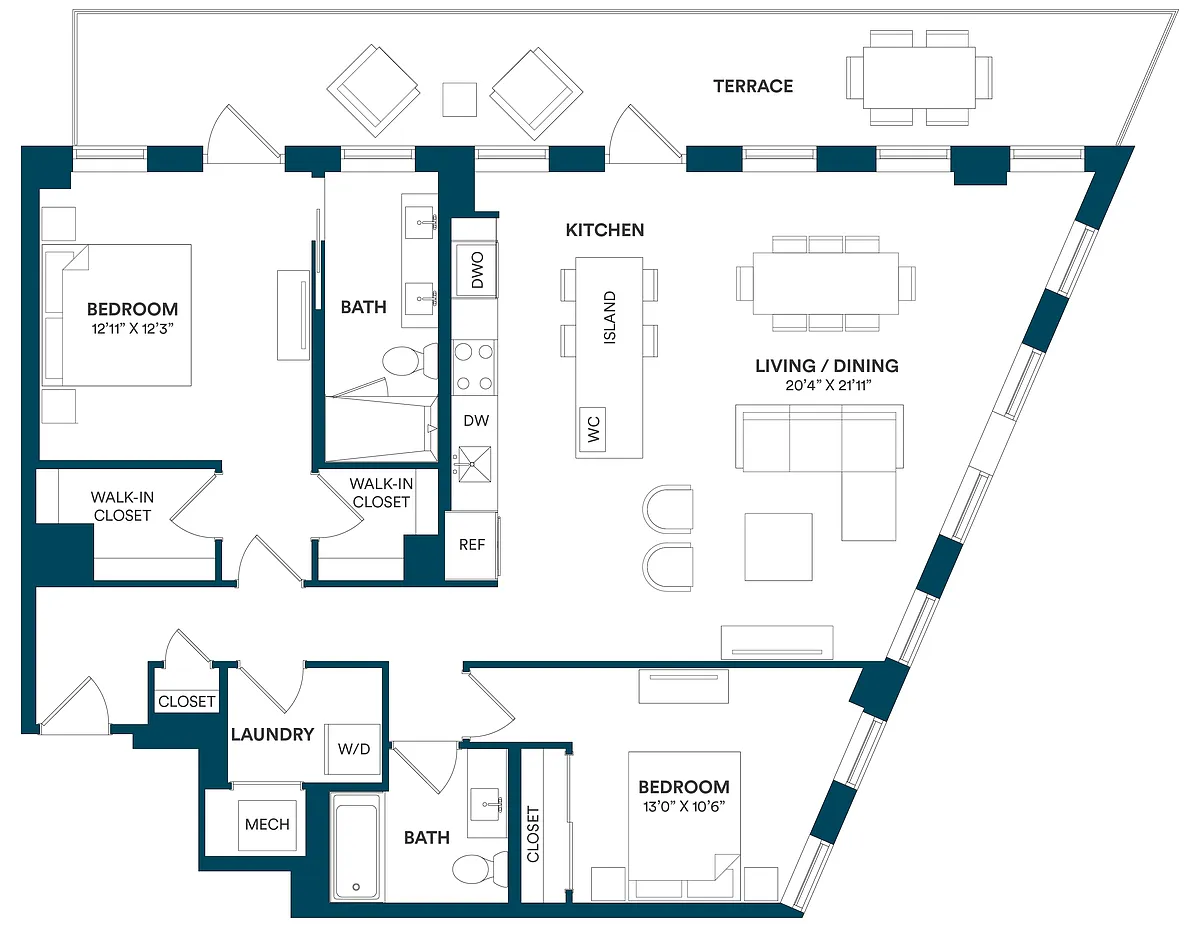 Floor plan 2 Bed/2 Bath-F-PH 02