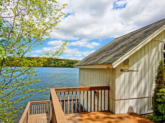 view of boathouse & deck