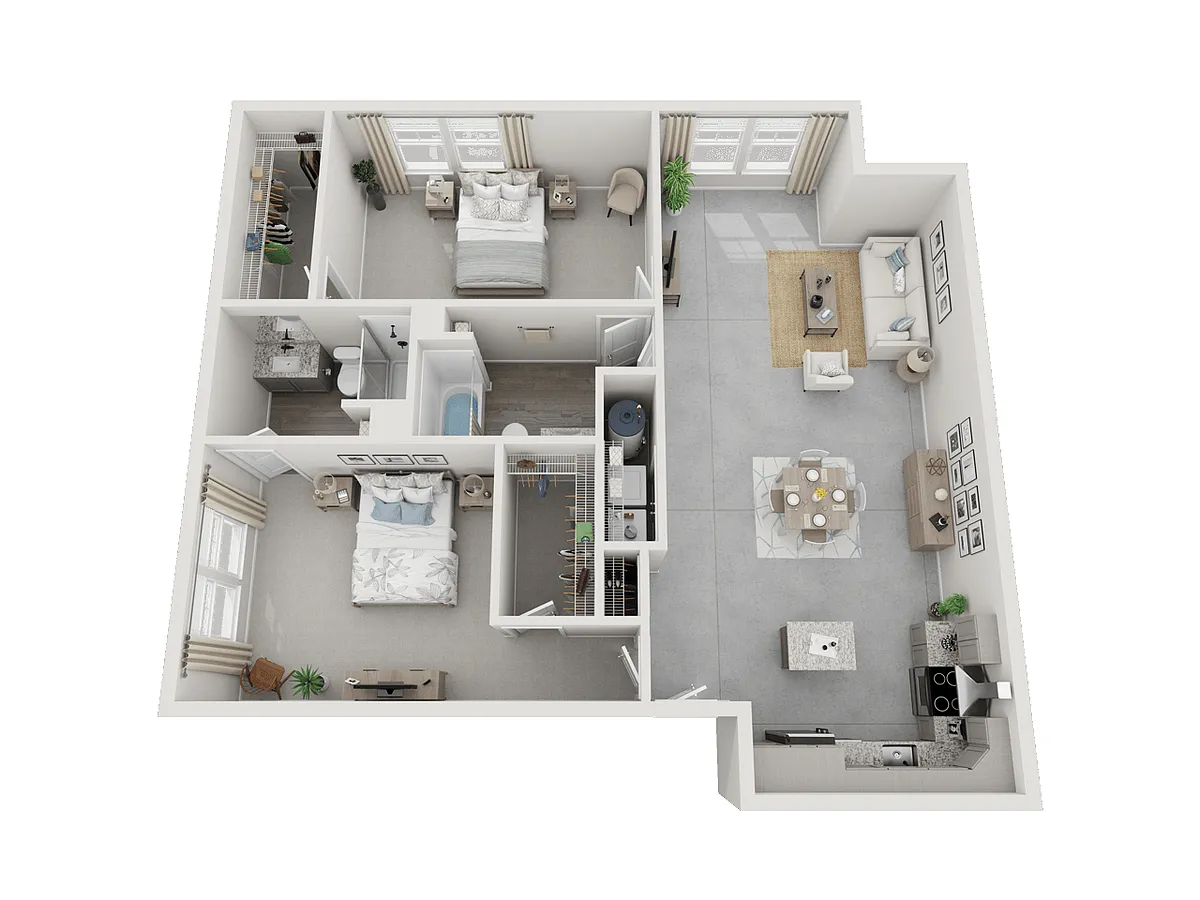 Floor plan 2 Bed 2 Bath 1260 sqft