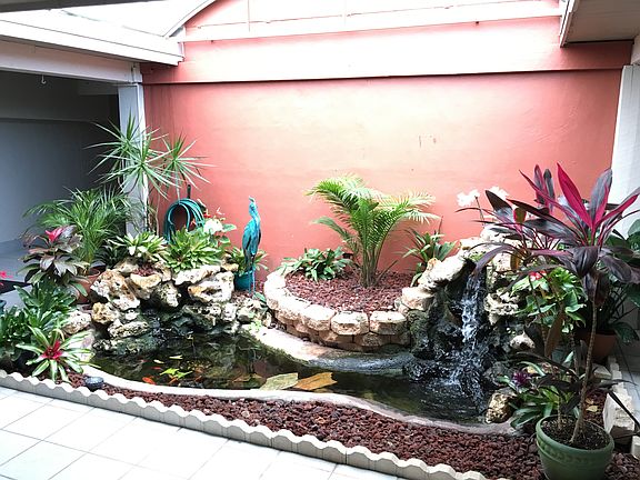 Main entry with koi pond