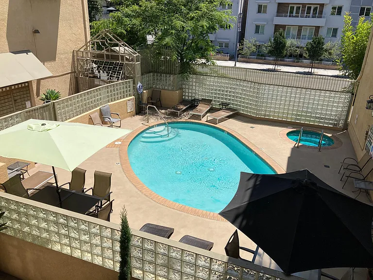 Overlooking the pool.