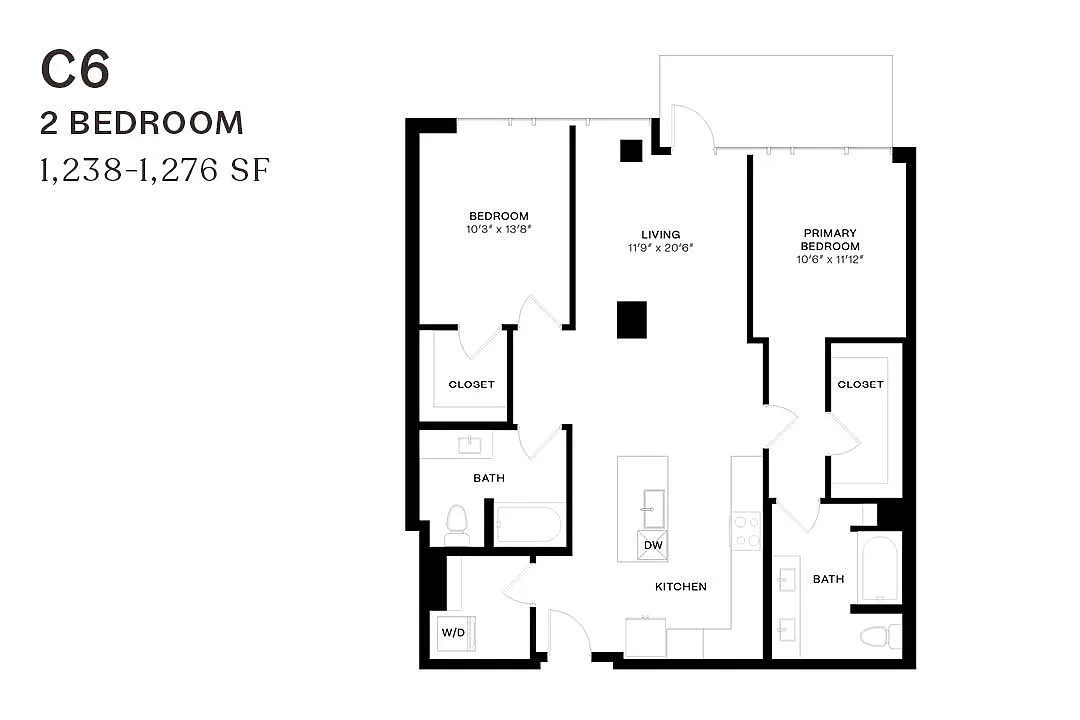 Floor plan Two Bedroom C6
