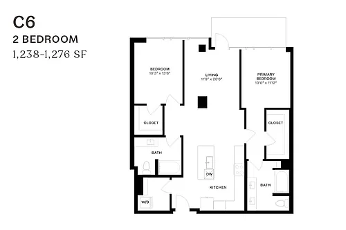 Floor plan Two Bedroom C6