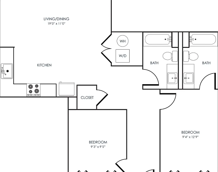 2 Bedroom 22D Floorplan Diagram