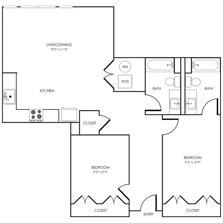 Floor plan 2 Bedroom 22D