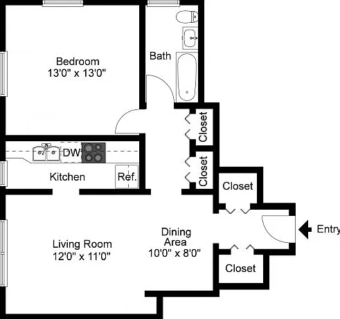 One bedroom floor plan One bedroom floor plan